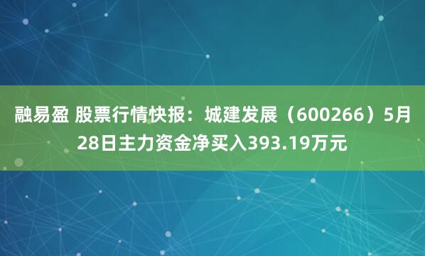 融易盈 股票行情快报：城建发展（600266）5月28日主力资金净买入393.19万元