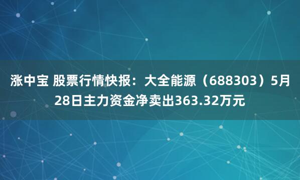 涨中宝 股票行情快报：大全能源（688303）5月28日主力资金净卖出363.32万元