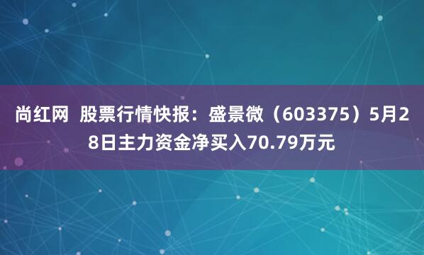 尚红网  股票行情快报：盛景微（603375）5月28日主力资金净买入70.79万元