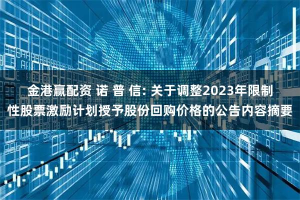 金港赢配资 诺 普 信: 关于调整2023年限制性股票激励计划授予股份回购价格的公告内容摘要