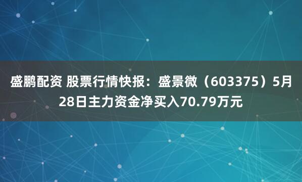 盛鹏配资 股票行情快报：盛景微（603375）5月28日主力资金净买入70.79万元